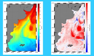 La temperatura superficial del mar en mayo de 2018 a partir de imágenes satelitales