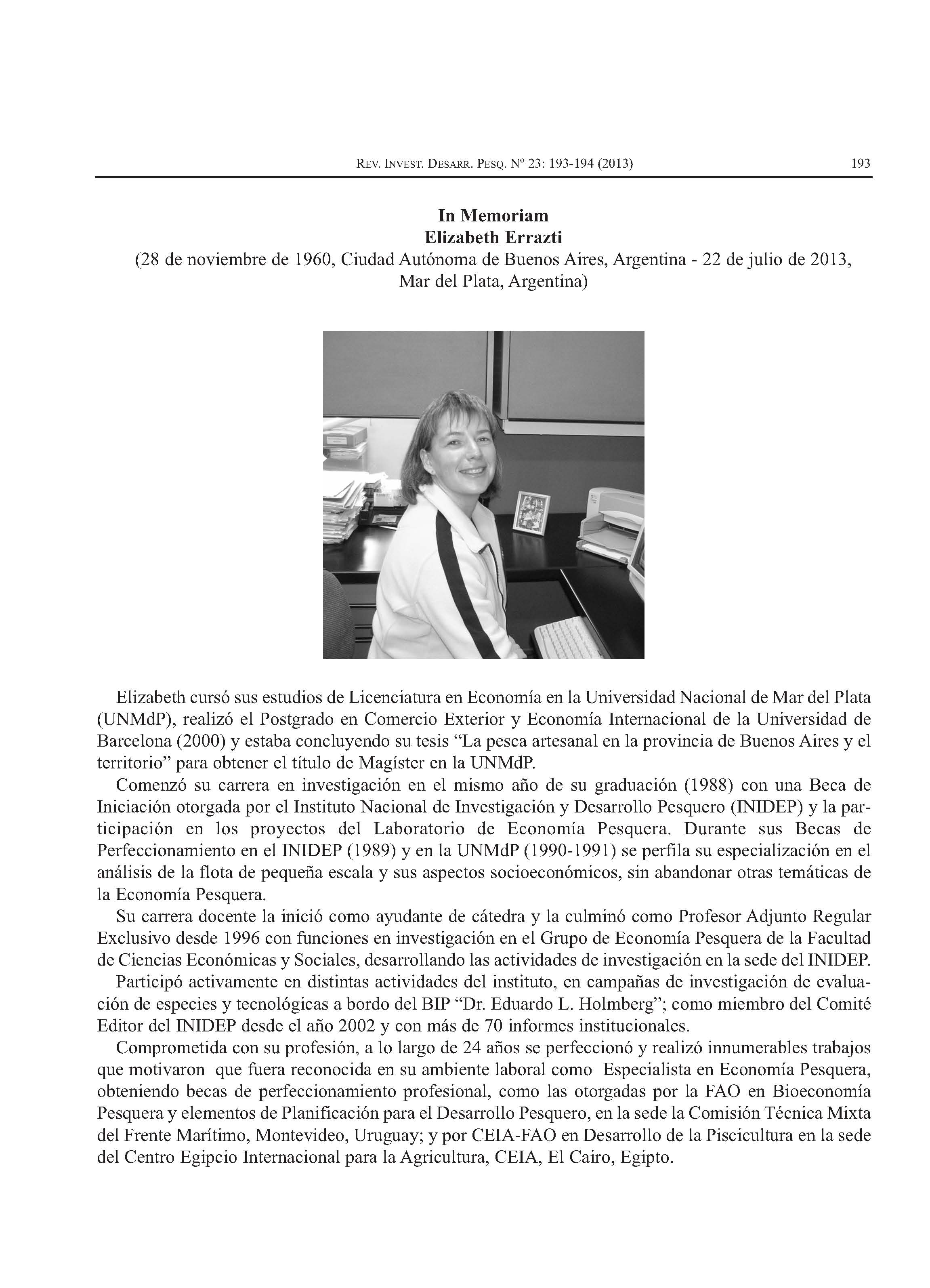 In Memoriam: Elizabeth Errazti
